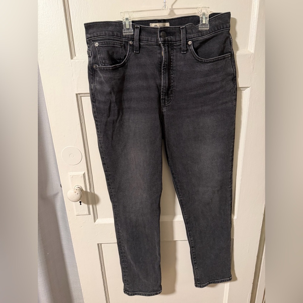 Madewell Perfect Vintage Jean Straight Leg Sz 29 High Rise Black Charcoal EUC